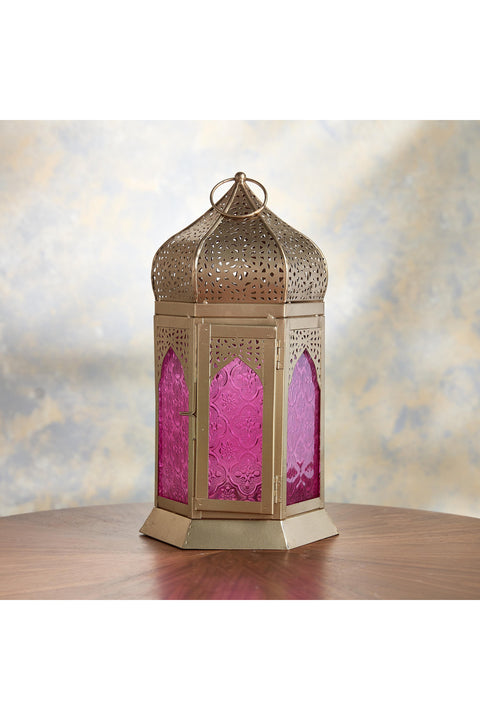 Omar Dome Metal and Glass Lantern - 34 cm