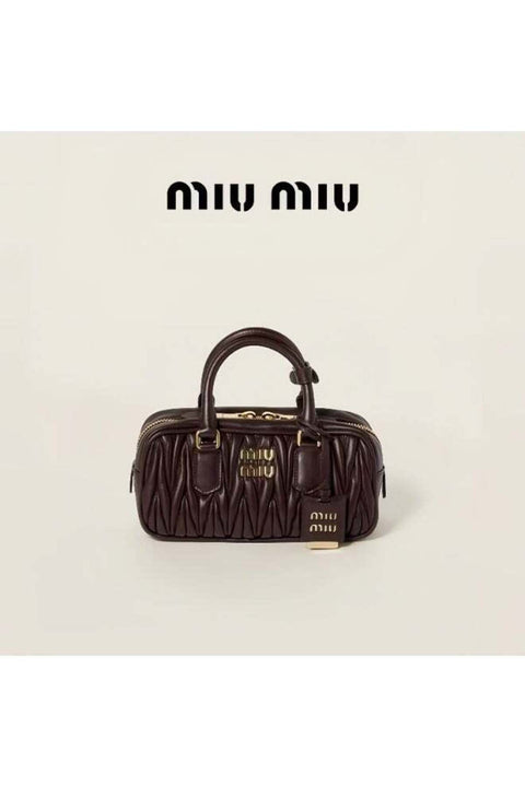 MiuMiu Women's Arcadie Small Leather Top Handle Crossbody Bag Coffee