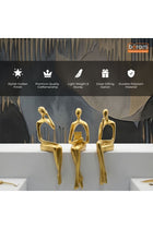 Beram Modern Abstract Sitting Women Figurines Set of 3 Gold Resin Sculptures in Left Middle and Right Poses Elegant Minimalist Female Statues for Home Décor Office Desk Bookshelf Living Room Display