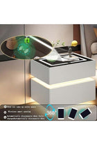 Modern Bedside Nightstand Table with LED Mirror, Sensor Light, Wireless Charging and BT Speaker 50CM