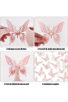 48-Piece 3D Butterfly Wall Decor Set - Removable Self-Adhesive Decals in 4 Styles and 3 Sizes, Pink Wall Art Stickers for Girls' Rooms, Birthday Parties, Nursery, and Home Decoration