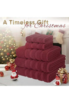 Safi Plus Towel Set Luxury Hotel Quality 600 GSM Genuine Combed Cotton, Super Soft & Absorbent Family Bath Towels 6 Piece Set - 2 Bath Towels, 2 Hand Towels, 2 Washcloths - Bordeaux