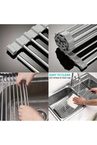 Black Stainless Steel Foldable Dish Drying Rack Space Saving No Install Kitchen Organizer