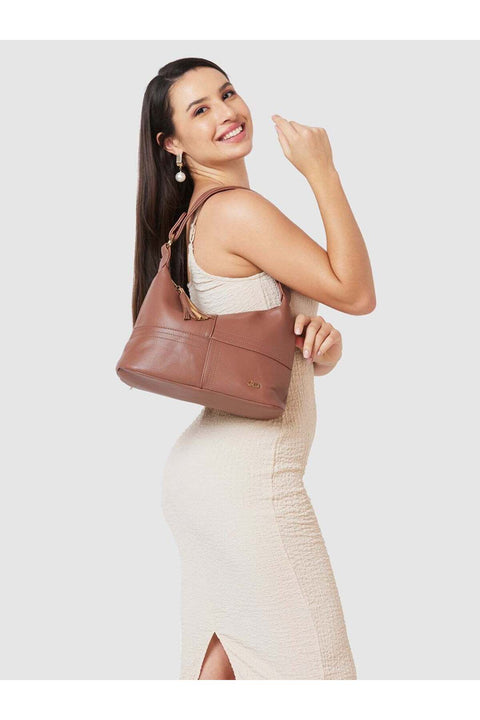 Women Taupe Solid Casual Hobo Bag