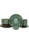 Stone Lain Brasa Modern Stoneware 16 Piece Dinnerware Sets, Plates and Bowls Sets, Dish Set for 4, Green