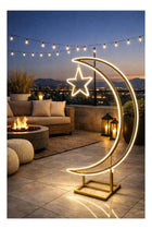 Moon & Star LED Floor Lamp – Warm White Light, Ramadan & Eid Islamic Home Décor, 3 Sizes