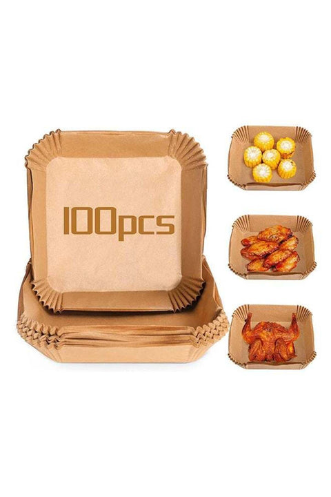100Pcs Air Fryer Disposable Paper Liner, Air Fryer Liners Square, Baking Paper for Air Fryer Water-p