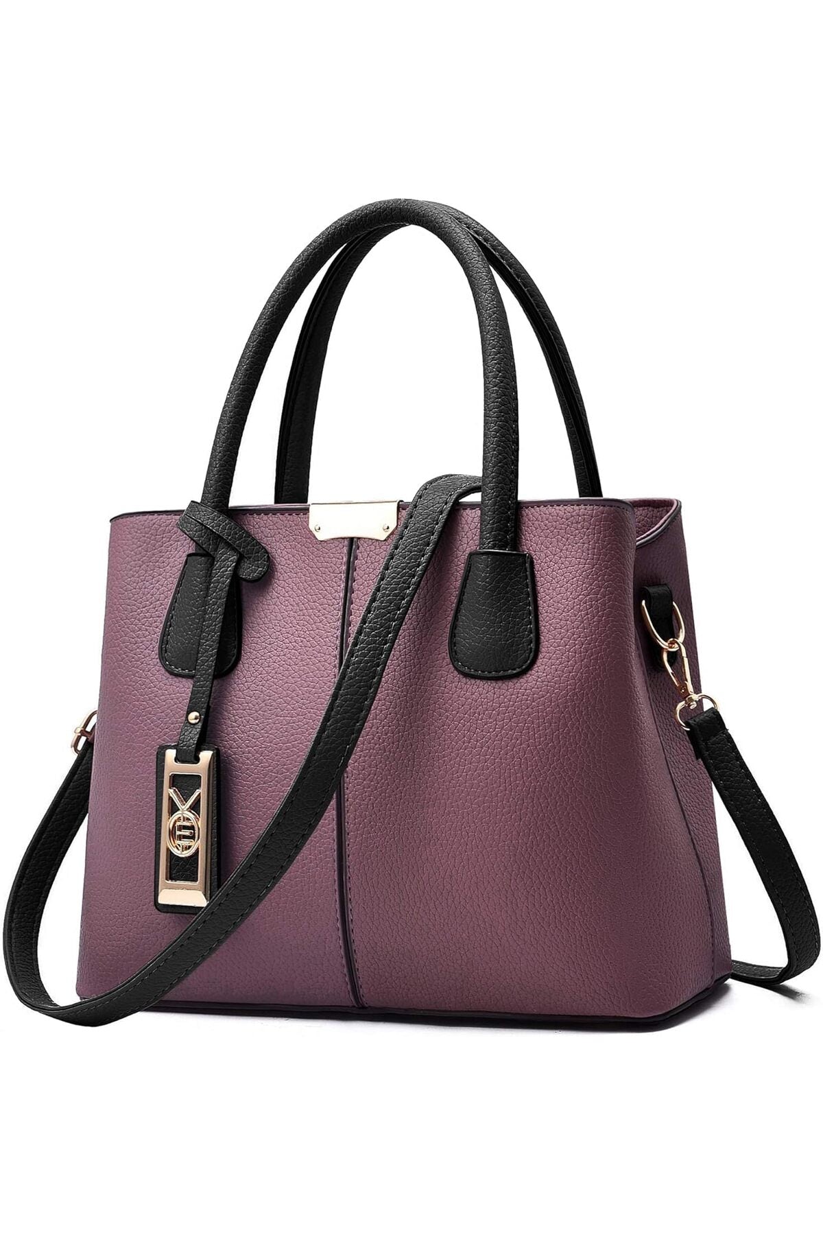 Purses and Handbags for Women Shoulder Tote Bags Top Handle Satchel, C Purple Black, Medium