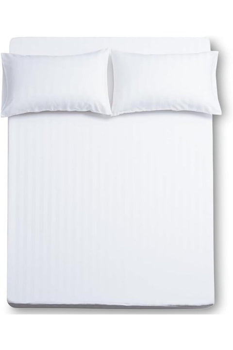 3-Piece Microfibre Fitted Sheet Set, Striped Pattern, White, Twin 120x200