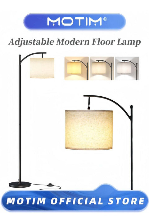 Floor Lamp Modern Floor Lamp with 9W 3 Color Temperatures Bulb Metal Standing Lamp with Adjustable Hanging Lampshade