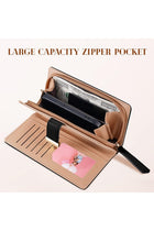 Sweet Cute Chocolate Women's Long Leaf Bifold Wallet Leather Card Holder Purse Zipper Buckle Elegant Clutch