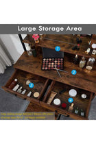 Dressing Table Vanity Style with Lighted Mirror Brown