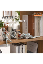 Beram Reading Statues Set of 3 Cross Leg Sitting and Sleeping Reader Figurines Modern Resin Book Lover Sculptures for Home Décor Bookshelf Office Study Room Library Decoration