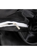 Satin Duvet Cover Set Black Double, Soft Silky Duvet Cover And 2 Pillowcase Set, Lightweight Cooling Comforter Cover