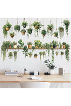 X Spring Green Plant Wall Stickers, 3D Potted Succulent Leaves Wall Decals, Removable Cactus Mural, Peel and Stick Vinyl Art for Kitchen Home Office Bedroom Decor, Large 33 Inch Nature Theme