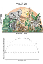 62.99"x39.37" 3D Jungle Animal Wall Stickers, Removable Safari & African Wildlife Decals for Kids, Baby Nursery, Living Room, DIY Tropical Forest Wall Decor Mural