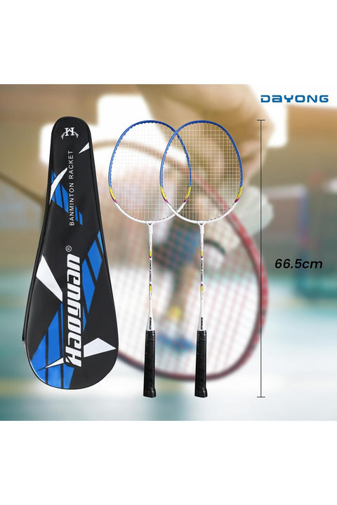 Adult Badminton Rackets, Aluminum Badminton Racquet for Beginners, Lightweight Portable Badminton Set with 2 Rackets for Indoor Outdoor Badminton Training