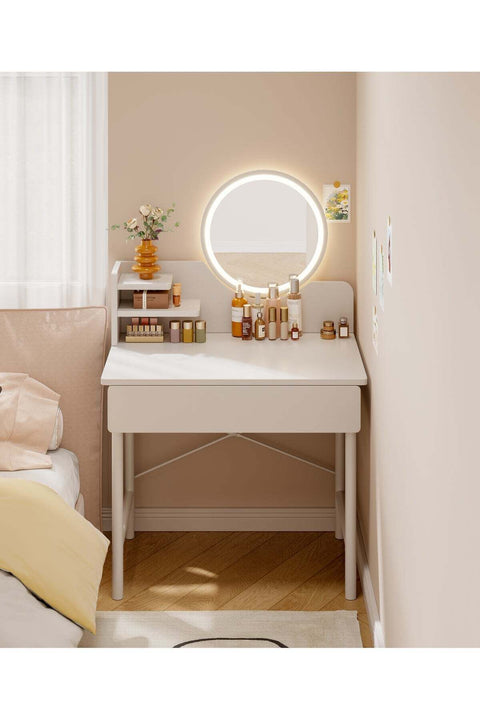 -Long Vanity Desk, Makeup Vanity Desk Mirror and Lights, White Makeup Table for Girls Women, Makeup Dressing Table for Bedroom, Makeup Dresser Desk Vanity Table, Vanities Nightstand