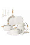 24-Piece Ceramic Nonstick Cookware Set with Detachable Handle, PFAS-Free Healthy Cooking Pots & Pans, Stackable Design with Pour Spouts, All-Stovetop Compatible, Dishwasher Safe (Cream)