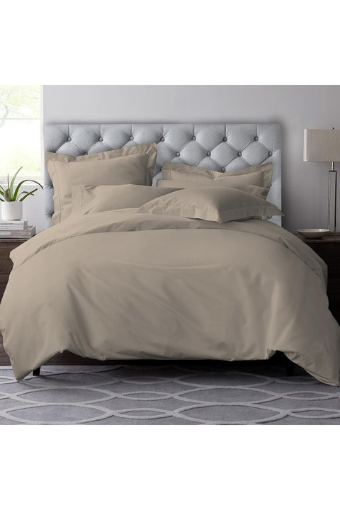 Deluxe 100% Cotton Duvet Cover Set Queen Size 230x220 cm Simply Taupe, 600 Thread Count