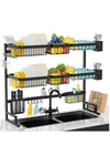 3 Layer Over The Sink Dish Drying Rack Organizer Black