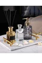 Marble Trinket Vanity Tray with Gold Handle (White) 30x20 cm