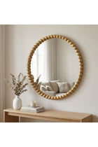 New In Bead Round Mirror 80X80X3Cm Gold