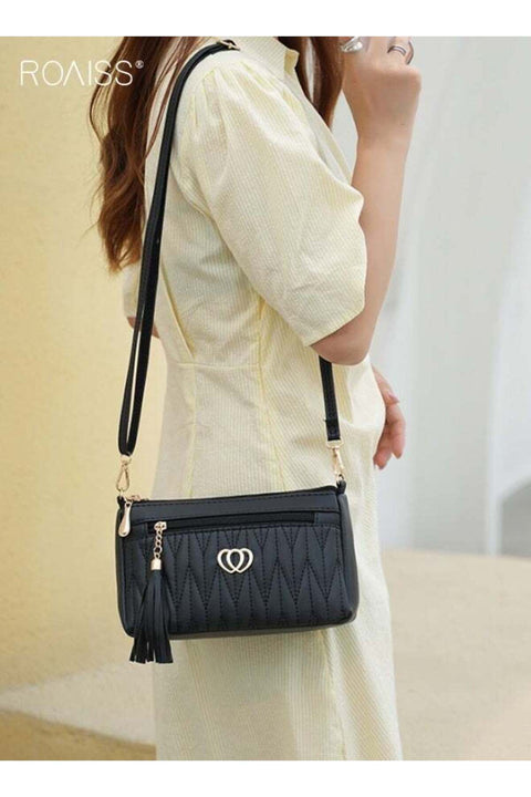 Women Stylish Crossbody Bag with Tassel Pendant, Large Capacity Shoulder Bag with Zipper and Adjustable Strap, Elegant Chic Bag for Ladies, Ideal for Dating, Shopping and Everyday Use