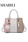 Women's Fashion Luxury Shoulder Bags, Ladies Designer Contrast Color Handbag Tote Bags Clutch Bag, Fur Ball Pendant Crossbody Bag Satchel Bag Beach Bag Carry Bag for College Students and Teena