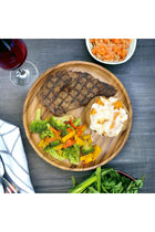 WRIGHTMART Wooden Plates, Set of 4 Wood Servers, Dinnerware Handcrafted of Acacia Hardwood, Versatile Tableware, for Dinner, Lunch, Breakfast, Charger-Platter, Large 10” Diameter