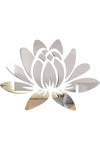 3D Acrylic Mirror Wall Sticker, Lotus Flower Decal, Self Adhesive Removable Wall Art for Home Bedroom Living Room Bathroom, Eco-Friendly Decor, Modern Floral Design, Silver, 13.7 x 9.8 inches