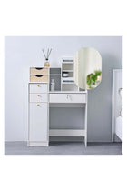 Barbados Dressing Table With Sliding Mirror | Durable Vanity Table | Dressing Makeup Desk With Storage | Modern Design Bedroom Furniture L82.4xW34.2xH136.8cm -White / Oak