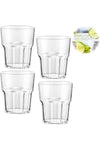 Reusable Clear Plastic Juice Cups, 4 Pack 8.8 oz Small Stackable Drinking Tumblers, Shatter-Resistant Acrylic