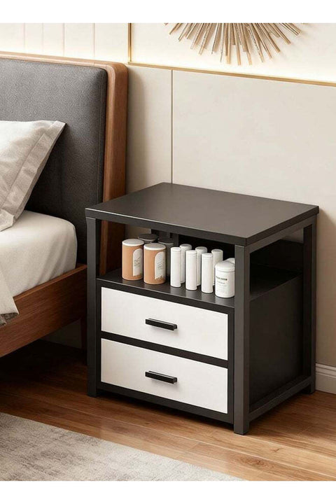 Multi-Functional Nightstand With 2 Drawer, Molden Bedside Table, Wooden Frame Storage Cabinet, Large Capacity End Table Side Table, Space-Saving Storage Stand For Bedroom Living Room