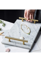 Marble Trinket Vanity Tray with Gold Handle (White) 30x20 cm