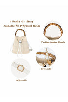 Women Beach Bag, Straw Woven Shoulder Bag, Tote Bag, Crossbody Bucket Handbags, Natural Chic Summer Handmade Hobo Purse Bamboo Handle, Women Vacation Tote Handbags