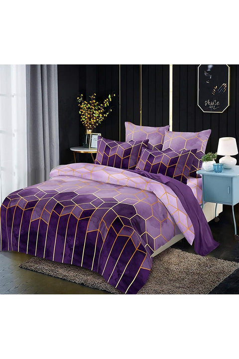 Duvet Cover 240 x 260 cm Lilac Purple Adult Double Bed Linen Set Duvet Cover Sets Modern 3D Geometric Bedding Set with Zip Closure