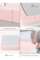 Pure Combed Cotton Fitted Bedsheet King Size 180x200 cm Light Pink, 400 Thread Count
