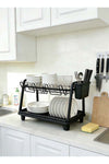 Dish Drying Rack, Rust-Resistant Double Layer Dish Drying Rack Black 43x13x33 cm