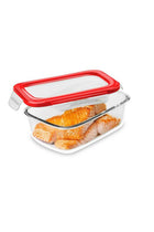 Rectangular Glass Air Tight Container Red/Clear