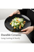 – 6 x Plate/Dinner Plate Set Stoneware Ceramic Tableware Set - Le Papillon Collection (Black, 26 cm)