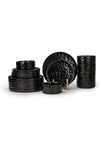 Stoneware HUA 18 Pc Dinner Set, Black | Hammered Texture Dinnerware Set for 6 People