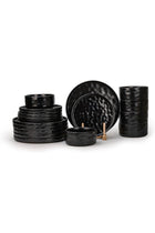 Stoneware HUA 18 Pc Dinner Set, Black | Hammered Texture Dinnerware Set for 6 People