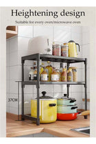 2-Tier Kitchen Storage Rack, Multifunctional Microwave rack,Countertop Rack Organizer with Non-Slip Feet, for Spices, Pots and Pans（Black）