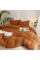 Terracotta Duvet Cover Queen Size Burnt Orange Duvet Cover Soft 3 Pieces Microfiber Bedding Set Rust Color