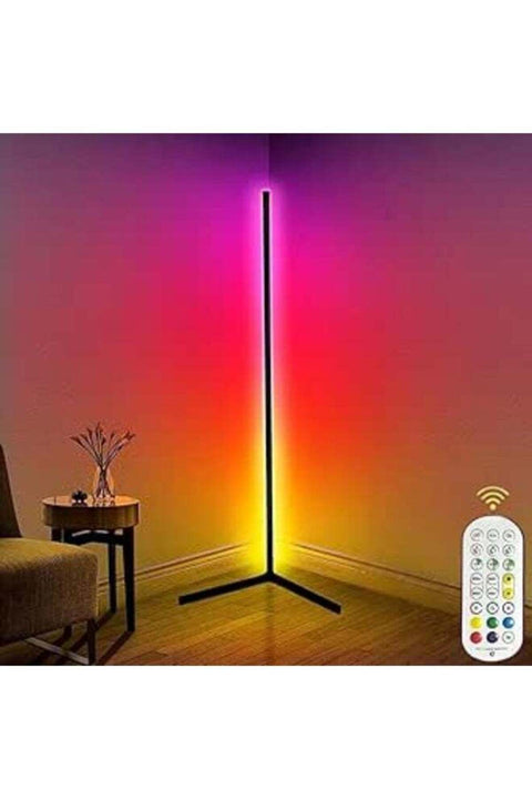 MUNTAQI Remote Control LED Corner Floor Lamp – RGB Multicolor Mood Light with App & Remote, Dimmable Modern Standing Lamp for Living Room, Bedroom, Gaming, Ambiance Lighting with Music Sync & Timer