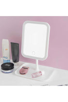 Adjustable LED Makeup Mirror with Storage Tray White