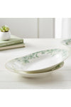 Porcelain Deep Dinner Plates Set of 2, Ø20.5cm Summer Glint Series | Golden Rim | Floral Leafy Design