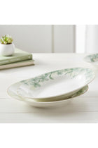 Porcelain Deep Dinner Plates Set of 2, Ø20.5cm Summer Glint Series | Golden Rim | Floral Leafy Design