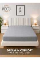 1-Piece Microfiber Fitted Sheet Striped Color Light Grey, Design Soft Fabric Deep Pocket Elastic Edge Bed Linen